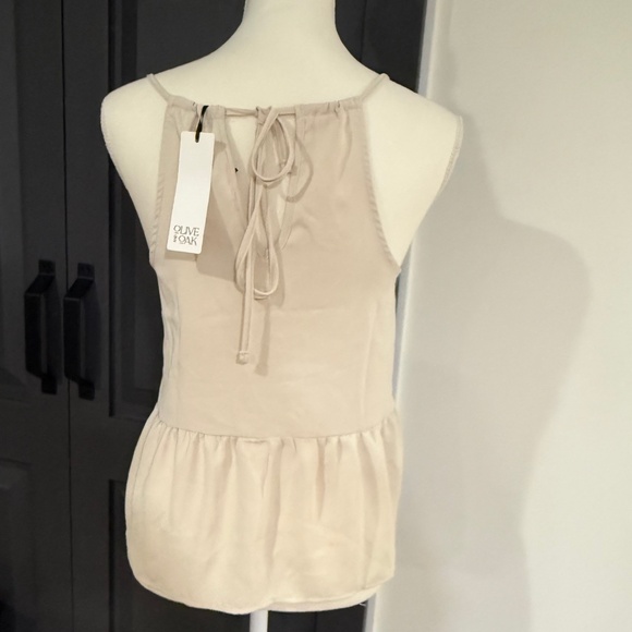 Olive + Oak Women's Cream Peplum Tank Size Small, NWT, Tie-Back, Blouse, Summer - Picture 9 of 9